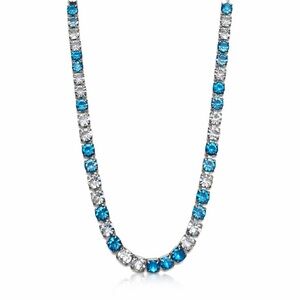 3mm | Silver | Blue & White Crystal Tennis Necklace